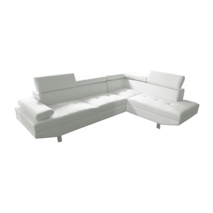 Ляв ъглов диван с бяла дамаска еко кожа Ε989,5L