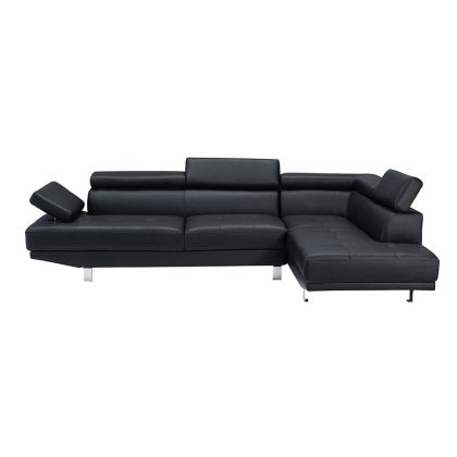 Ляв ъглов диван с черна дамаска еко кожа Ε989,6L