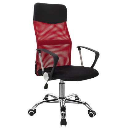 Мениджърски офис стол Joel текстилна мрежа цвят черен/червен 60x60x109-118cm
