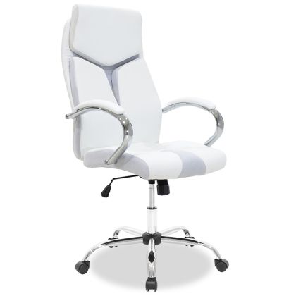 Мениджърски офис стол Shark от еко кожа цвят бял/сив