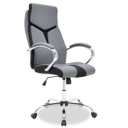 Мениджърски офис стол Shark от еко кожа цвят сив/черен