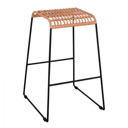 Метален бар стол Allegra HM5641 ратан в бежов цвят 49x50x76 cm
