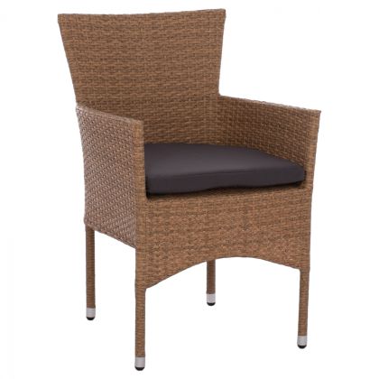 Метален градински стол с възглавничка кафяв HM5684.02 58x59x84cm