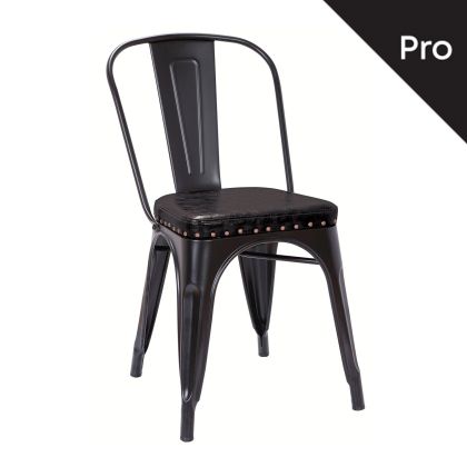 Метален стол RELIX Pro черен мат със седалка черна Pu