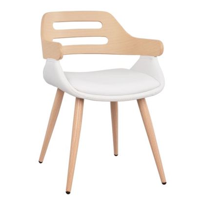 Метален стол с бяла еко кожа HM8491.02 50x53x76cm