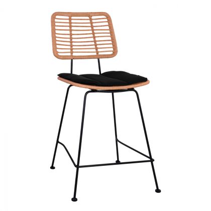 Метален стол с възглавничка Allegra HM5644 ракита в бежов цвят 55x56x107