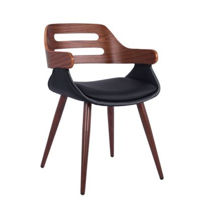 Метален стол с черна еко кожа HM8491.01 50x53x76cm