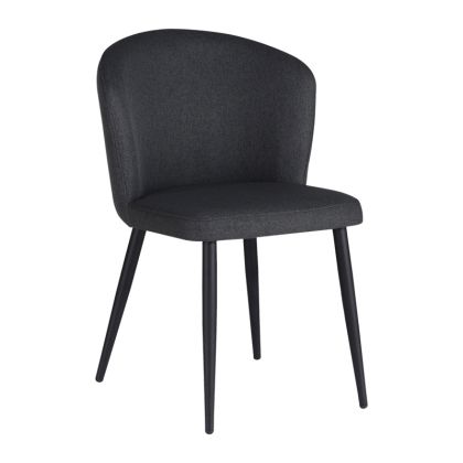 Модерен стол Piyan високо качество текстил цвят антрацит с черни метални крака 55x58.5x80см