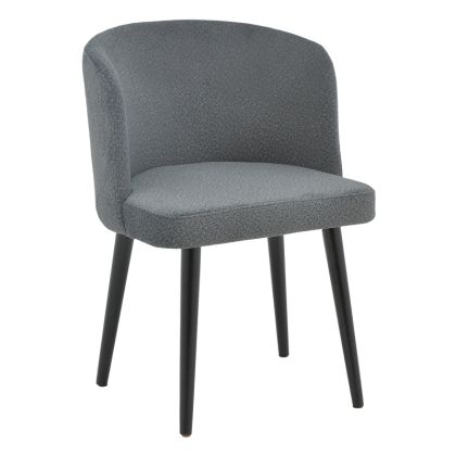 Модерен трапезен стол Sirbet букле светло сиво с черни метални крака 55x45x80см