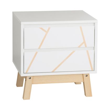 Нощно шкафче Aria цвят бял/натурален 45x35x47 см