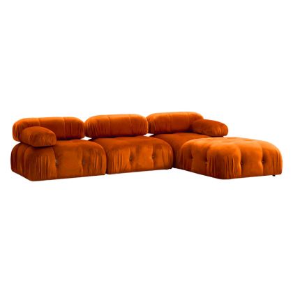 Полиморфен диван Divine плюшена дамаска в оранжев цвят 288/190x75cm с предварителна поръчка