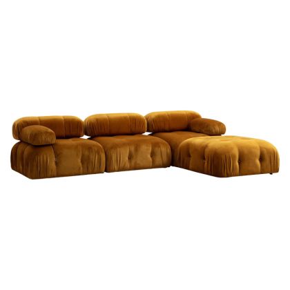 Полиморфен диван Divine плюшена дамаска цвят горчица 288/190x75cm с предварителна поръчка
