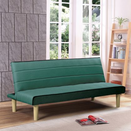 Разтегателен диван BIZ със зелена текстилна дамаска Ε9438,3