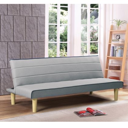 Разтегателен диван BIZ със светло сива текстилна дамаска Ε9438,1