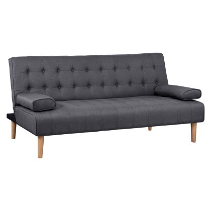 Разтегателен диван Wanda HM3149.01 със сива текстилна дамаска и 2 възглавници 190x84x83cm