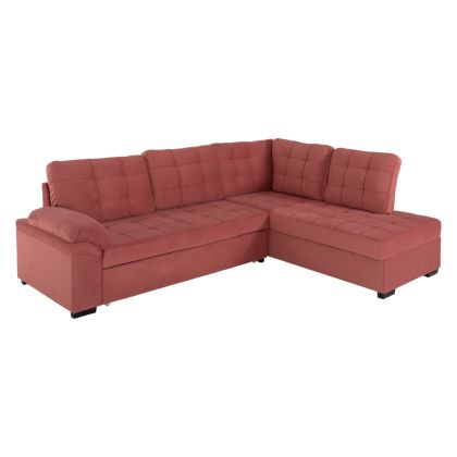 Разтегателен диван с десен ъгъл JADE HM3144.03R с плюшена дамаска цвят пепел от рози 250x80-180x73-88Hcm.
