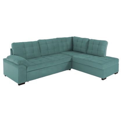 Разтегателен диван с десен ъгъл JADE HM3144.04R с плюшена дамаска цвят зелен 250x80-180x73-88Hcm.