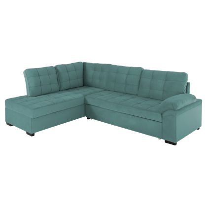 Разтегателен диван с ляв ъгъл JADE HM3144.04L с плюшена дамаска цвят зелен 250x80-180x73-88Hcm.