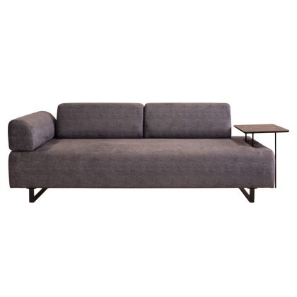 Разтегателен диван с помощна маса текстилна дамаска син цвят 220x90x80cm с предварителна поръчка