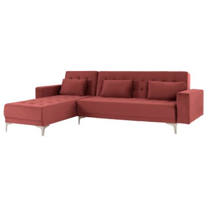 Разтегателен ъглов диван ELIZA HM3145.03 реверсивен плюшена дамаска цвят пепел от рози 245x80-160x80Hcm.