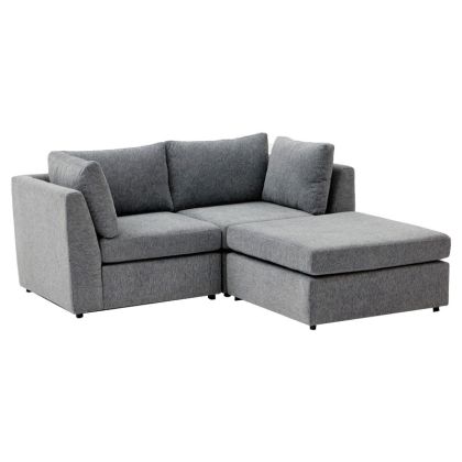 Реверсивен ъглов диван Mottona с текстилна тъмно сива дамаска 180x180x84cm