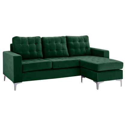 Реверсивен ъглов диван Santino HM3152.13 в зелен велур 190x75-128x82 см