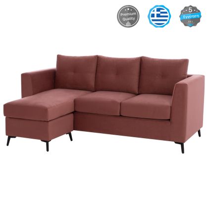Реверсивен ъглов диван ρonza с розова дамаска устойчива на петна