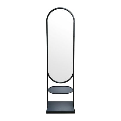 Самостоящо огледало Anelsa черно елипса MDF стъкло метал 45.5x25x180cм