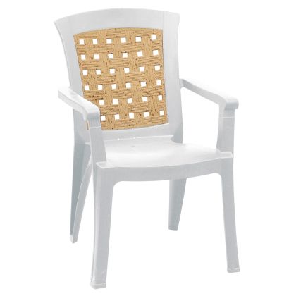 Стифиращ градински стол NATALIA PP цвят бял/бежов Ε396,1