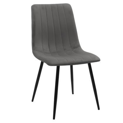 Стол Noor dark grey velvet-черни метални крака 44x55x86cm