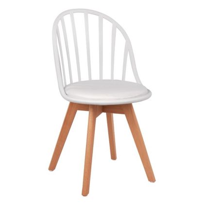 Стол Alina HM8456.01 дървен с бяла седалка