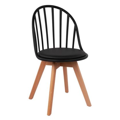 Стол Alina HM8456.02 дървен с черна седалка