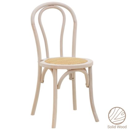 Стол Azhel бял бук и седалка от естествен ратан 41x50x89cm