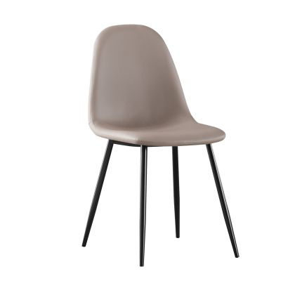 Стол CELINA със седалка от Pvc цвят капучино и черни метални крака ΕΜ907,3ΜP