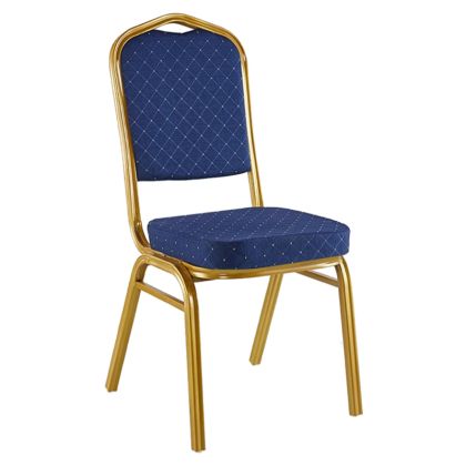 Стол Hilton синя дамаска и златна метална рамка 40x42x92cm