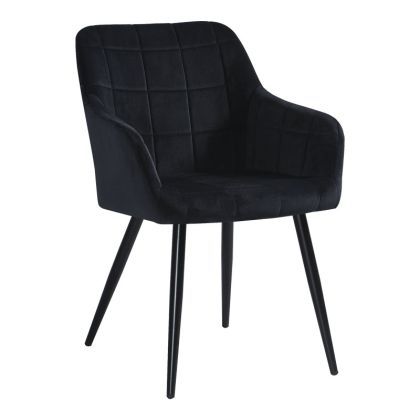 Стол Jacu черен текстилен с черни метални крака 62x54x83cm