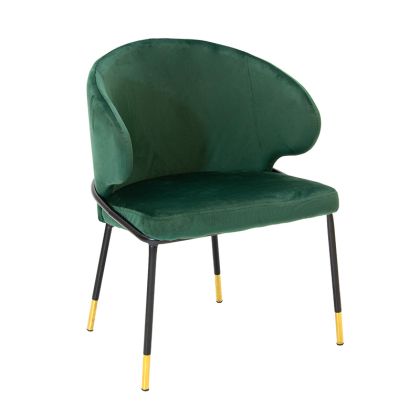 Стол Nalu тъмно зелен плюшен с черно-златни крака