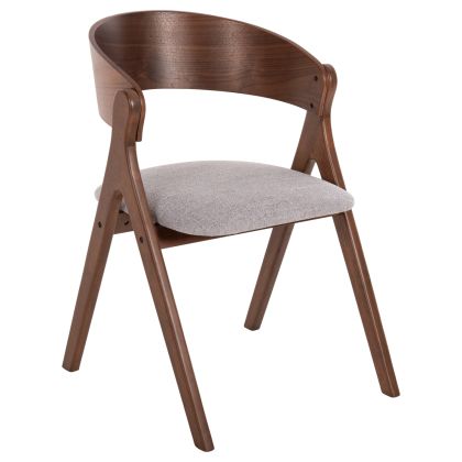 Стол NEKKER HM9739.01 от каучуково дърво цвят орех със сива текстилна седалка 56x55x78Hcm.