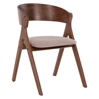 Стол NEKKER HM9739.02 от каучуково дърво цвят орех с бежова текстилна седалка 56x55x78Hcm.