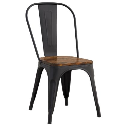 Стол RELIX черен метален екстра мат със седалка дървесен нюанс тъмен дъб