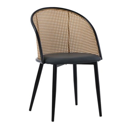Стол Riccardo от ратан и метал в черно сиво 56x52x82 см