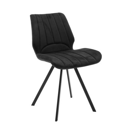 Стол Sabia черен плюшен с черни метални крака 46x55x80cm