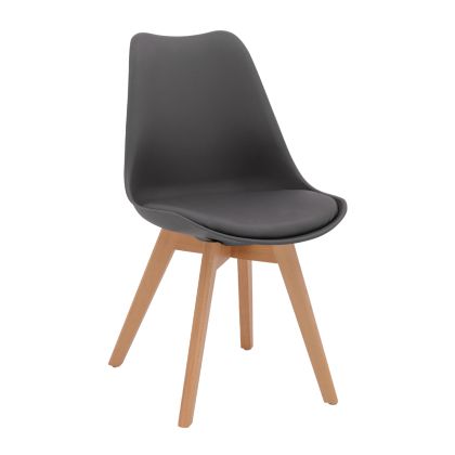 Стол vegas с дървени крака и тъмно сива седалка hm0033.03