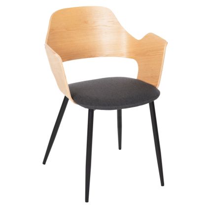 Стол VELP HM9616.02 с дървен гръб и черни метални крака 55,5x50x79Hcm.