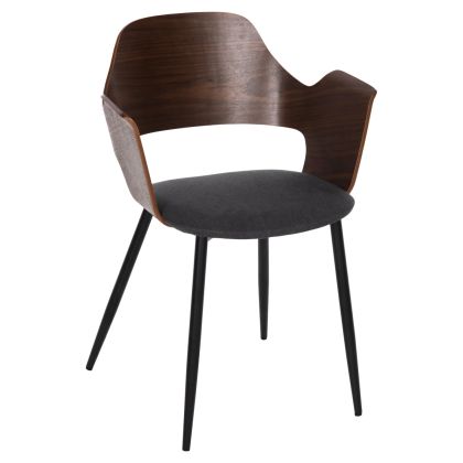 Стол VELP HM9616.04 с дървена седалка цвят орех и черни метални крака 55,5x50x79Hcm.