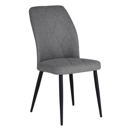 Стол Vika сиво-син текстилен с черни метални крака 48x58x90cm