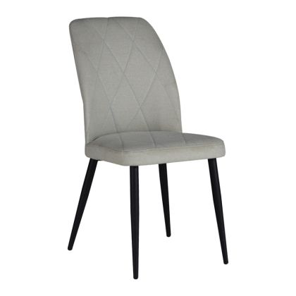 Стол Vika текстилен цвят екрю с черни метални крака 48x58x90cm