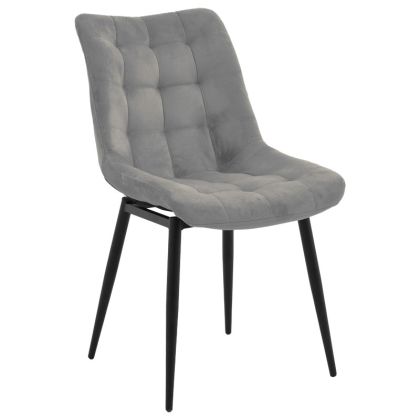 Стол Vittorio плюшен цвят антрацит с черни метални крака 46x62x80cm