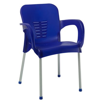 Стол от полипропилен Feast тъмно син с алуминиеви крака