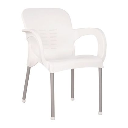 Стол от полипропилен HM5592.01 бял с алуминиеви крака 59x58x81 cm.